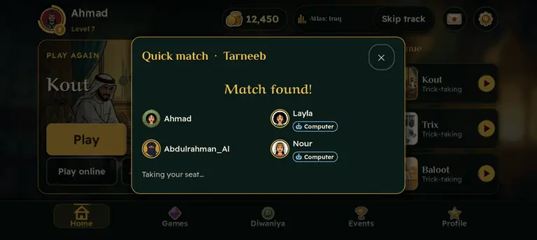 Hearts in the Qahwa app